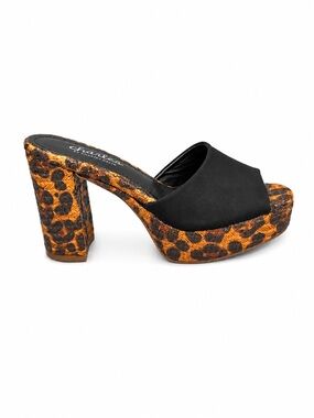 Charles by Charles David Woven Leopard Platform Mules Women’s Size 6